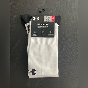 New Under Armour UA Soccer Over the Calf White Socks Men 7-8.5 Women 6-10